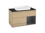 Villeroy und Boch Finion Waschtischunterschrank G662HGPC 100x60,3x50,1cm, Regal rechts Midnight Blue Matt Lacquer, Oak Veneer