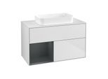 Villeroy und Boch Finion Waschtischunterschrank G651HGMT 100x60,3x50,1cm, Regal links Midnight Blue Matt Lacquer, White matt lacquer