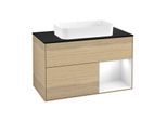 Villeroy und Boch Finion Waschtischunterschrank F662GFPC 100x60,3x50,1cm, Regal rechts Glossy white lacquer, Oak Veneer