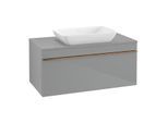 Villeroy und Boch Venticello Waschtisch-Unterschrank A94605RA 95,7 x 43,6 x 50,2 cm, Waschtisch mittig, Griff Copper, Glass Glossy Grey