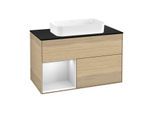 Villeroy und Boch Finion Waschtischunterschrank G652MTPC 100x60,3x50,1cm, Regal links White matt lacquer, Oak Veneer