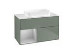 Villeroy und Boch Finion Waschtischunterschrank G651GJGM 100x60,3x50,1cm, Regal links Light grey matt, Olive Matt Lacquer