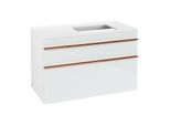 Villeroy und Boch Venticello Waschtisch-Unterschrank A94305RE 95,7 x 60,6 x 50,2 cm, Waschtisch rechts, Griff Copper, Glass Glossy White