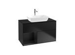 Villeroy und Boch Finion Waschtischunterschrank F772PDPD 100cm, Abdeckplatte black matt, Regale Black matt lacquer, Black matt lacquer