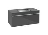 Villeroy und Boch Venticello Waschtisch-Unterschrank A94602RA 95,7 x 43,6 x 50,2 cm, Waschtisch mittig, Griff White, Glass Glossy Grey