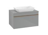 Villeroy und Boch Venticello Waschtisch-Unterschrank A94505RA 75,7 x 43,6 x 50,2 cm, Griff Copper, Glass Glossy Grey