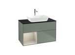 Villeroy und Boch Finion Waschtischunterschrank F772HHGM 100cm, Abdeckplatte black matt, Regale sand matt lacquer, Olive Matt Lacquer