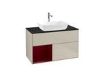 Villeroy und Boch Finion Waschtischunterschrank F772HBHH 100cm, Abdeckplatte black matt, Regale Peony matt lacquer, Sand Matt Lacquer