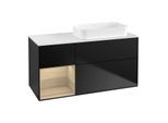 Villeroy und Boch Finion Waschtischunterschrank F681PCPD 120x60,3x50,1cm, Regal links Oak Veneer, Black matt lacquer