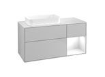 Villeroy und Boch Finion Waschtischunterschrank F691GFGJ 120x60,3x50,1cm, Regal rechts Glossy white lacquer, Light grey matt