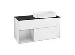 Villeroy und Boch Finion Waschtischunterschrank F682GJGF 120x60,3x50,1cm, Regal links Light grey matt, Glossy white lacquer