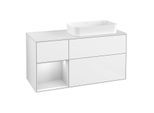 Villeroy und Boch Finion Waschtischunterschrank F681MTGF 120x60,3x50,1cm, Regal links White matt lacquer, Glossy white lacquer