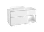 Villeroy und Boch Finion Waschtischunterschrank F691MTGF 120x60,3x50,1cm, Regal rechts White matt lacquer, Glossy white lacquer