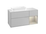 Villeroy und Boch Finion Waschtischunterschrank F691HHGJ 120x60,3x50,1cm, Regal rechts Sand Matt, Light grey matt