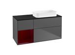 Villeroy und Boch Finion Waschtischunterschrank F682HBGK 120x60,3x50,1cm, Regal links Peony, Anthracite matt