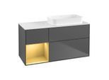 Villeroy und Boch Finion Waschtischunterschrank F681HFGK 120x60,3x50,1cm, Regal links Gold matt, Anthracite matt