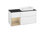 Villeroy und Boch Finion Waschtischunterschrank F682PCGF 120x60,3x50,1cm, Regal links Oak Veneer, Glossy white lacquer