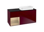 Villeroy und Boch Finion Waschtischunterschrank F682PCHB 120x60,3x50,1cm, Regal links Oak Veneer, Peony Matt