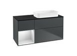 Villeroy und Boch Finion Waschtischunterschrank F682MTHG 120x60,3x50,1cm, Regal links White matt lacquer, Midnight Blue Matt Lacquer