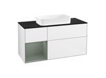 Villeroy und Boch Finion Waschtischunterschrank F702GMGF 120x60,3x50,1cm, Regal links Olive Matt Lacquer, Glossy white lacquer