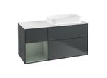 Villeroy und Boch Finion Waschtischunterschrank F681GMHG 120x60,3x50,1cm, Regal links Olive Matt Lacquer, Midnight Blue Matt Lacquer