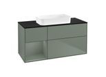 Villeroy und Boch Finion Waschtischunterschrank F702GMGM 120x60,3x50,1cm, Regal links Olive Matt Lacquer, Olive Matt Lacquer