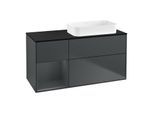 Villeroy und Boch Finion Waschtischunterschrank G682HGHG 120x60,3x50,1cm, Regal links Midnight Blue Matt Lacquer, Midnight Blue Matt Lacquer