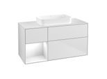 Villeroy und Boch Finion Waschtischunterschrank F701GFMT 120x60,3x50,1cm, Regal links Glossy white lacquer, White matt lacquer