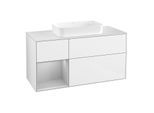 Villeroy und Boch Finion Waschtischunterschrank F701GJGF 120x60,3x50,1cm, Regal links Light grey matt, Glossy white lacquer