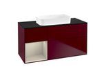 Villeroy und Boch Finion Waschtischunterschrank F702HHHB 120x60,3x50,1cm, Regal links Sand Matt Lacquer, Peony Matt