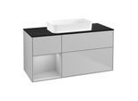 Villeroy und Boch Finion Waschtischunterschrank F702GJGJ 120x60,3x50,1cm, Regal links Light grey matt, Light grey matt
