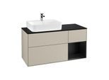 Villeroy und Boch Finion Waschtischunterschrank G152PDHH 120cm, Abdeckplatte black matt, Emotion, Regal links Black matt lacquer, Sand Matt Lacquer