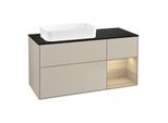 Villeroy und Boch Finion Waschtischunterschrank F692PCHH 120x60,3x50,1cm, Regal rechts Oak Veneer, Sand Matt Lacquer