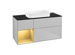 Villeroy und Boch Finion Waschtischunterschrank F702HFGJ 120x60,3x50,1cm, Regal links Gold matt, Light grey matt