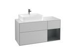 Villeroy und Boch Finion Waschtischunterschrank F151HGGJ 120cm, Abdeckplatte white matt, Regal rechts Midnight Blue Matt Lacquer, Light grey matt