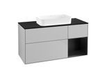 Villeroy und Boch Finion Waschtischunterschrank F712PDGJ 120x60,3x50,1cm, Regal rechts Black matt lacquer, Light grey matt