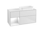 Villeroy und Boch Finion Waschtischunterschrank F681GFMT 120x60,3x50,1cm, Regal links Glossy white lacquer, White matt lacquer