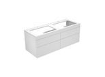 Keuco Edition 400 Waschtisch-Unterschrank 31575750100 140 x 54,6 x 53,5 cm, 4 Auszüge, mit Hahnloch, für 2 Waschtische, Weiß/Cashmere matt