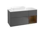 Villeroy und Boch Finion Waschtischunterschrank G691GNGK 120x60,3x50,1cm, Regal rechts Walnut veneer, Anthracite matt