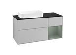 Villeroy und Boch Finion Waschtischunterschrank F692GMGJ 120x60,3x50,1cm, Regal rechts Olive Matt Lacquer, Light grey matt