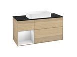 Villeroy und Boch Finion Waschtischunterschrank F702MTPC 120x60,3x50,1cm, Regal links White matt lacquer, Oak Veneer