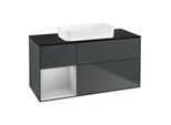 Villeroy und Boch Finion Waschtischunterschrank F702GJHG 120x60,3x50,1cm, Regal links Light grey matt, Midnight Blue Matt Lacquer
