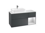 Villeroy und Boch Finion Waschtischunterschrank G151MTHG 120cm, Abdeckplatte white matt, Emotion, Regal links White matt lacquer, Midnight Blue Matt Lacquer