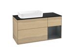Villeroy und Boch Finion Waschtischunterschrank G692HGPC 120x60,3x50,1cm, Regal rechts Midnight Blue Matt Lacquer, Oak Veneer