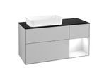 Villeroy und Boch Finion Waschtischunterschrank F692GFGJ 120x60,3x50,1cm, Regal rechts Glossy white lacquer, Light grey matt