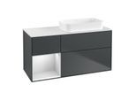 Villeroy und Boch Finion Waschtischunterschrank G681MTHG 120x60,3x50,1cm, Regal links White matt lacquer, Midnight Blue Matt Lacquer