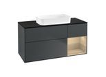 Villeroy und Boch Finion Waschtischunterschrank G712PCHG 120x60,3x50,1cm, Regal rechts Oak Veneer, Midnight Blue Matt Lacquer