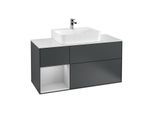 Villeroy und Boch Finion Waschtischunterschrank F161GJHG 120cm, Abdeckplatte white matt, Regal links Light grey matt, Midnight Blue Matt Lacquer