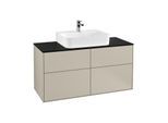 Villeroy und Boch Finion Waschtischunterschrank G13200HH 120x60,3cm, Emotion, Abdeckplatte black matt, Sand Matt Lacquer