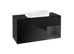 Villeroy und Boch Finion Waschtischunterschrank F712HGPD 120x60,3x50,1cm, Regal rechts Midnight Blue Matt Lacquer, Black matt lacquer